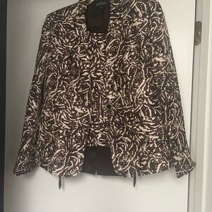 Kasper Women's Brown and Cream 3 piece silk pantsuit